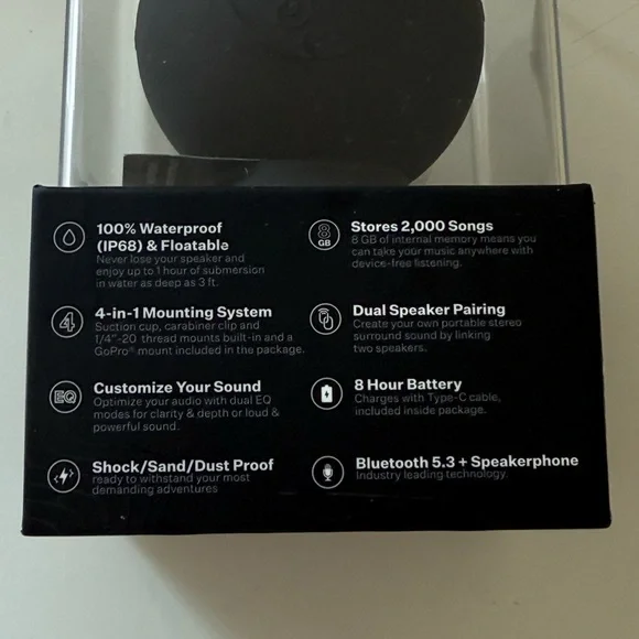 Speaqua Black Barnacle Pro 2.0 Waterproof Bluetooth Portable Speaker - Picture 4 of 6